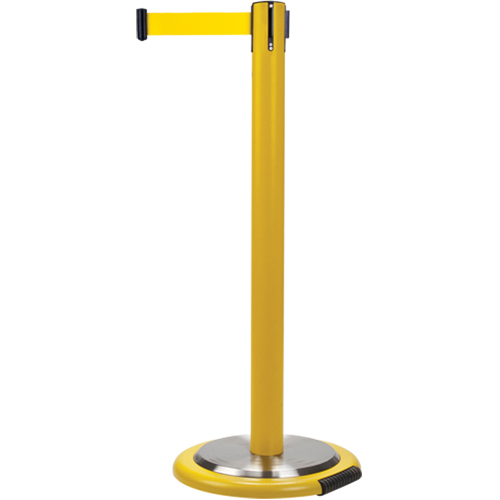 Free-Standing Crowd Control Barrier, Steel, 35" H, Yellow Tape, 7' Tape Length Distribution Élite MP