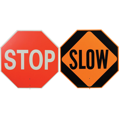 Panneau de signalisation &agrave; deux c&ocirc;t&eacute;s  Stop/Slow  Distribution Élite MP