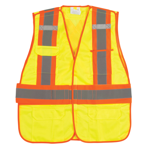 Veste d'arpenteur haute visibilit&eacute;, conforme &agrave; la CSA, Jaune lime haute visibilit&eacute;, 2T-Grand, Polyester Distribution Élite MP