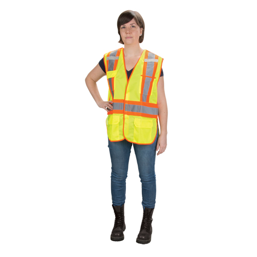 Veste d'arpenteur haute visibilit&eacute;, conforme &agrave; la CSA, Jaune lime haute visibilit&eacute;, 2T-Grand, Polyester Distribution Élite MP