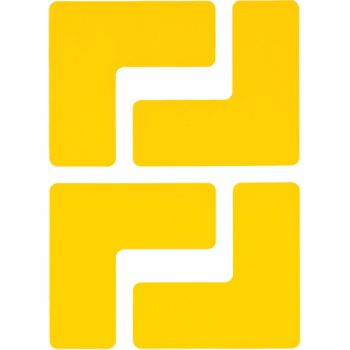 Autocollants pour d&eacute;limitation des coins sur le sol, L, 5" lo x 2" la, Jaune, Polyester Distribution Élite MP