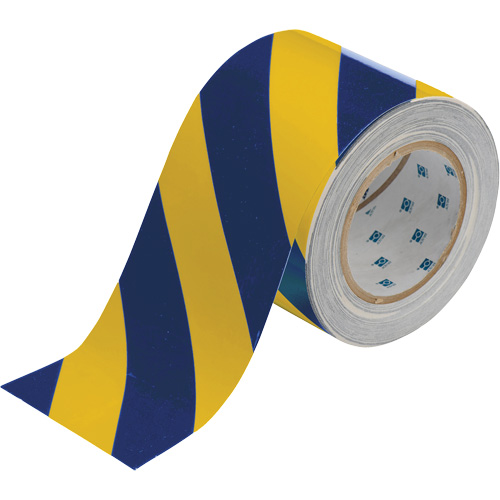 Ruban de marquage pour planchers ToughStripe, 4" x 100', Polyester, Bleu et jaune Distribution Élite MP