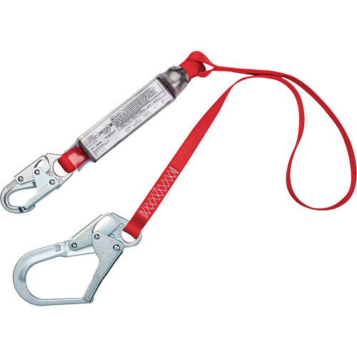 Shock-Absorbing Lanyard, 4', Snap Hook Center, Rebar Hook Leg Ends, Polyester Distribution Élite MP