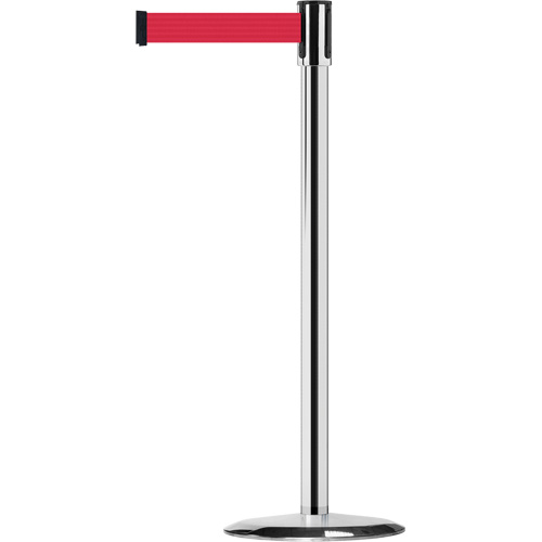 Montant pour barri&egrave;re Slimline TensaBarrier, Acier, 38" h, Ruban Rouge, Longueur du ruban 7,5' Distribution Élite MP