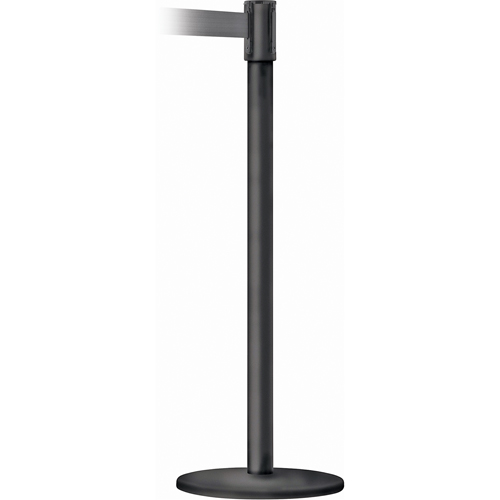Slimline TensaBarrier&reg; Barrier Post, Steel, 38" H, Black Tape, 7.5' Tape Length Distribution Élite MP