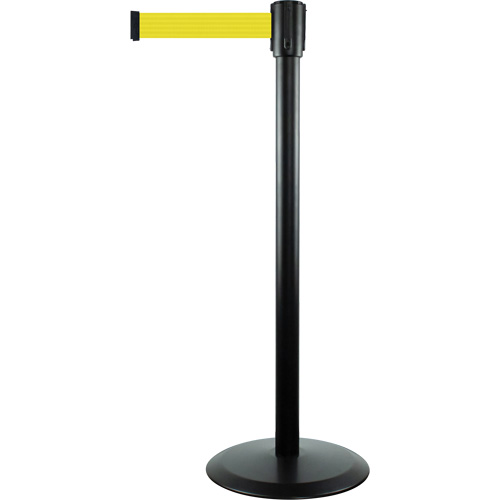Slimline TensaBarrier&reg; Barrier Post, Steel, 38" H, Yellow Tape, 7.5' Tape Length Distribution Élite MP