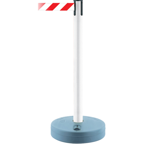 Montant ext&eacute;rieur pour barri&egrave;re TensaBarrier, Plastique, 37" h, Ruban Blanc/Rouge, Longueur du ruban 13' Distribution Élite MP