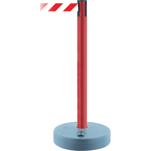 Montant ext&eacute;rieur pour barri&egrave;re TensaBarrier, Plastique, 37" h, Ruban Blanc/Rouge, Longueur du ruban 13' Distribution Élite MP
