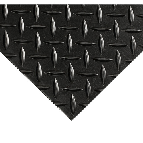 Diamond-Plate Switchboard Matting No.701, 3' W x 10' L, 1/4" Thickness, Black, PVC Distribution Élite MP