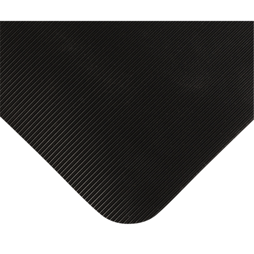 Tapis tr&egrave;s robuste pour panneau de contr&ocirc;le No 720, Ondul&eacute;, 3' x 10' x 5/8", Noir, PVC Distribution Élite MP