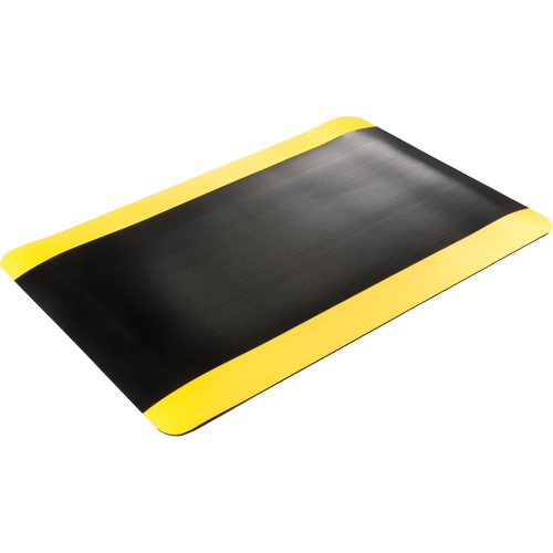Tapis tr&egrave;s robuste pour panneau de contr&ocirc;le No 720, Ondul&eacute;, 3' x 10' x 5/8", Noir/Jaune, PVC Distribution Élite MP