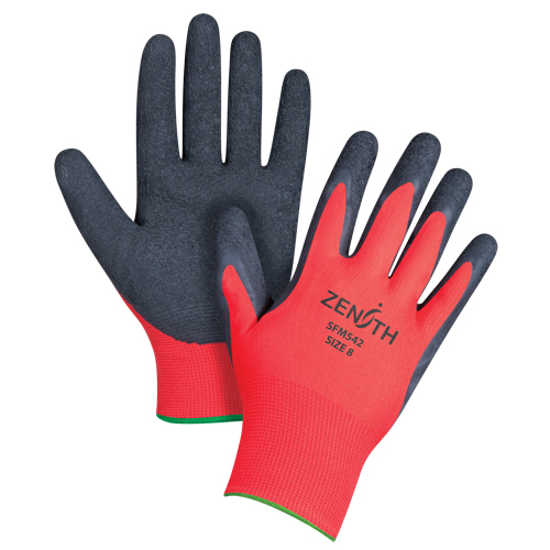 Black & Red Crinkle Grip Coated Gloves, 8/Medium, Rubber Latex Coating, 13 Gauge, Polyester Shell Distribution Élite MP