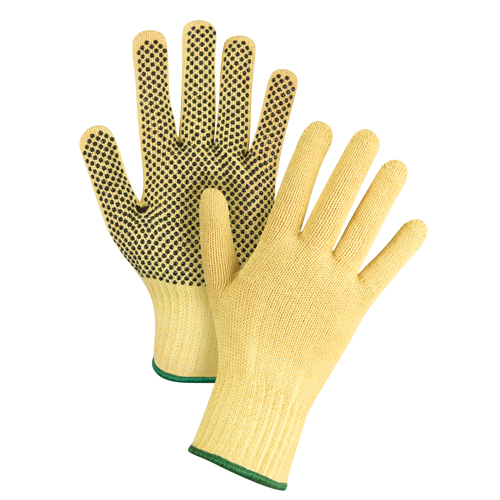 Gants tricot&eacute;s sans couture &agrave; pois, Taille Moyen/8, Calibre 7, Rev&ecirc;tement PVC, Enveloppe en Kevlar, ASTM ANSI niveau A2/EN 388 niveau 3 Distribution Élite MP