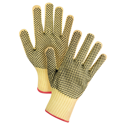 Gants tricot&eacute;s deux c&ocirc;t&eacute;s, sans couture, &agrave; pois, Taille Petit/7, Calibre 7, Rev&ecirc;tement PVC, Enveloppe en Kevlar, ASTM ANSI niveau A2/EN 388 niveau 3 Distribution Élite MP