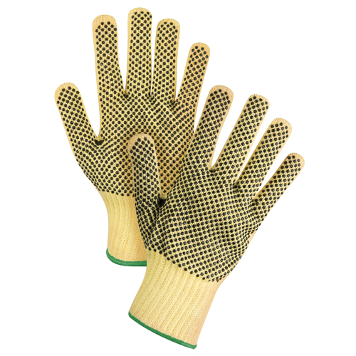 Gants tricot&eacute;s deux c&ocirc;t&eacute;s, sans couture, &agrave; pois, Taille Moyen/8, Calibre 7, Rev&ecirc;tement PVC, Enveloppe en Kevlar, ASTM ANSI niveau A2/EN 388 niveau 3 Distribution Élite MP