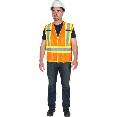 Veste de s&eacute;curit&eacute; d&eacute;tachable en cinq points de premi&egrave;re qualit&eacute;, Orange haute visibilit&eacute;, Grand/T-Grand, Polyester Distribution Élite MP