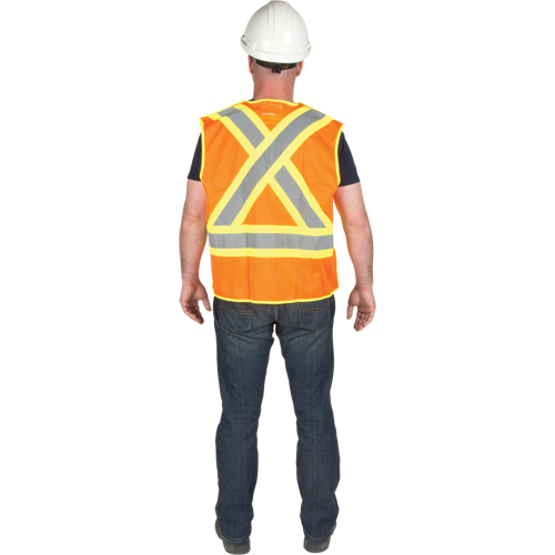 Veste de s&eacute;curit&eacute; d&eacute;tachable en cinq points de premi&egrave;re qualit&eacute;, Orange haute visibilit&eacute;, Grand/T-Grand, Polyester Distribution Élite MP