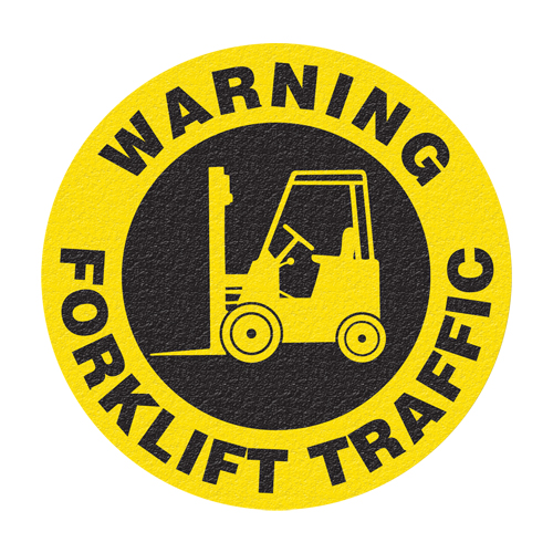 "Warning Forklift Traffic" Floor Sign, Adhesive, English with Pictogram Distribution Élite MP