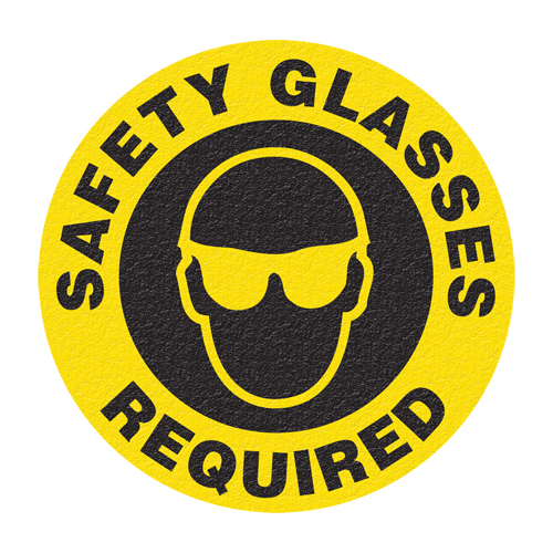"Safety Glasses" Floor Sign, Adhesive, English with Pictogram Distribution Élite MP