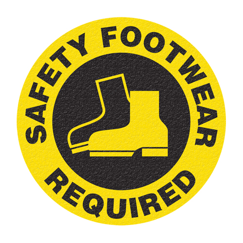 "Safety Footwear" Floor Sign, Adhesive, English with Pictogram Distribution Élite MP