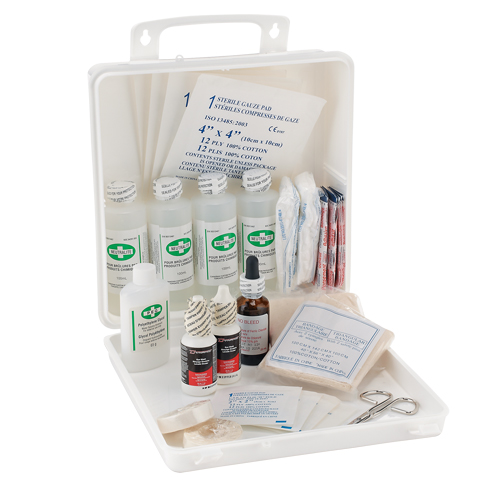 Trousse de premiers soins des brûlures pour soudeurs Dynamic, Dispositif m&eacute;dical Classe 1, Boîte en plastique Distribution Élite MP