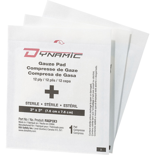 Gaze Dynamic, Tampon, 3" lo x 3" la, St&eacute;rile, Dispositif m&eacute;dical Classe 1 Distribution Élite MP