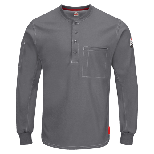 Excel FR&reg; Long Sleeve Henley Shirts, Small, Grey Distribution Élite MP