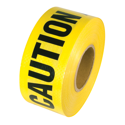 Reinforced Grade Barricade Tape, English, 3" W x 500' L, 5 mils, Black on Yellow Distribution Élite MP