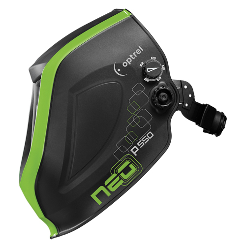 P550 Welding Helmet, 3.94" L x 1.97" W View Area, 4/9 - 13 Shade Range, Black/Green Distribution Élite MP