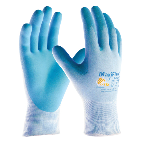 Gants enduits ultra l&eacute;gers MaxiFlex ATG, 6/T-petit, R&ecirc;vetement Mousse de nitrile, Calibre 15, Enveloppe en Nylon Distribution Élite MP
