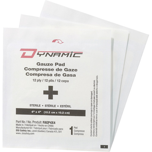 Gaze Dynamic, Tampon, 4" lo x 4" la, St&eacute;rile, Dispositif m&eacute;dical Classe 1 Distribution Élite MP