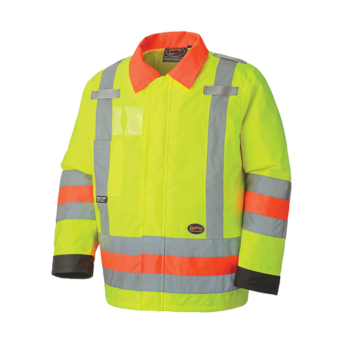 6037 Manteau de s&eacute;curit&eacute; imperm&eacute;able pour le contr&ocirc;le de la circulation, Polyester, Jaune lime haute visibilit&eacute;, T-petit Distribution Élite MP