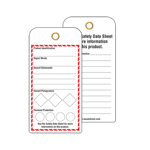 GHS Workplace Tags, Cardstock, 3" W x 6" H, English Distribution Élite MP