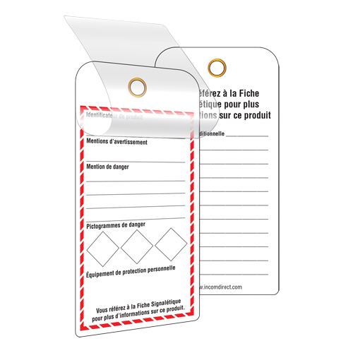 &eacute;tiquettes SGH auto-plastifiantes pour le milieu de travail, Papier cartonn&eacute;, 3" la x 6" h, Français Distribution Élite MP