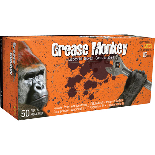 Gants Grease Monkey, Moyen, Latex, 15 mils, Sans poudre, Bleu Distribution Élite MP