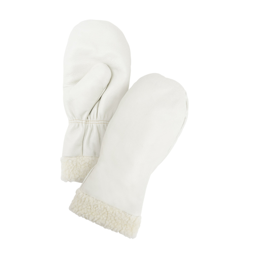 Mitaines d'hiver en cuir fleur de premi&egrave;re qualit&eacute; doubl&eacute;es de boa, Taille Grand, Mitaine Distribution Élite MP
