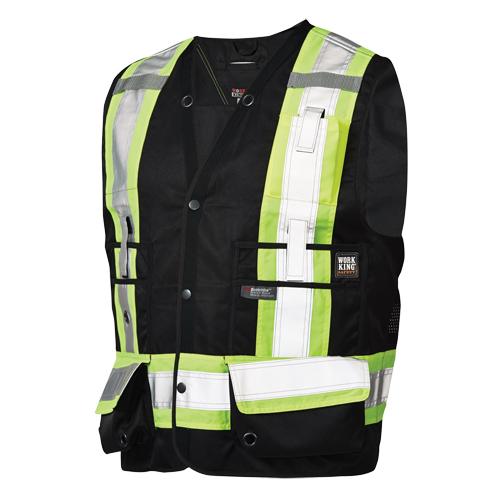Surveyor Safety Vest, Black, Large, Polyester Distribution Élite MP