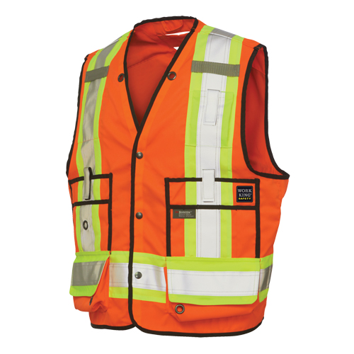 Surveyor Safety Vest, High Visibility Orange, Large, Polyester Distribution Élite MP