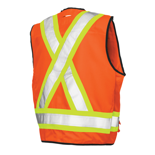 Surveyor Safety Vest, High Visibility Orange, Large, Polyester Distribution Élite MP