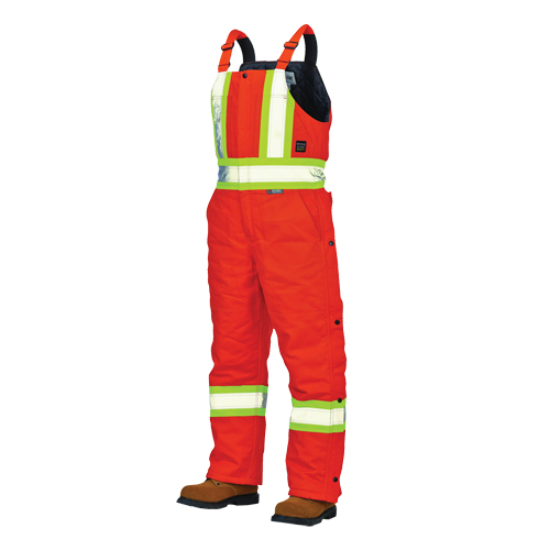 Salopettes de s&eacute;curit&eacute; doubl&eacute;e en canevas, Coton, Moyen, Orange haute visibilit&eacute; Distribution Élite MP
