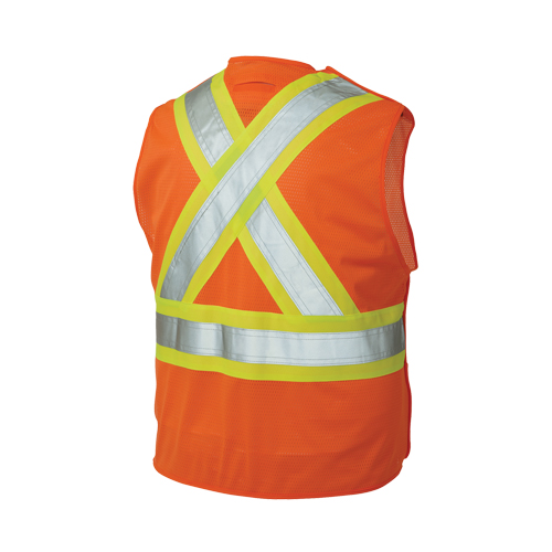 Veste de s&eacute;curit&eacute; d&eacute;tachable en cinq points, Orange haute visibilit&eacute;, Grand/T-Grand, Polyester Distribution Élite MP