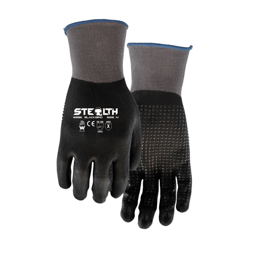 Gants 395 Stealth Blackbird, 11/2T-Grand, R&ecirc;vetement Mousse de nitrile, Calibre 15, Enveloppe en Nylon Distribution Élite MP