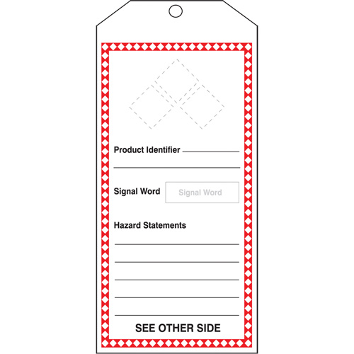 GHS Jumbo Safety Tag, Cardstock, 3-7/8" W x 8-1/2" H, English Distribution Élite MP