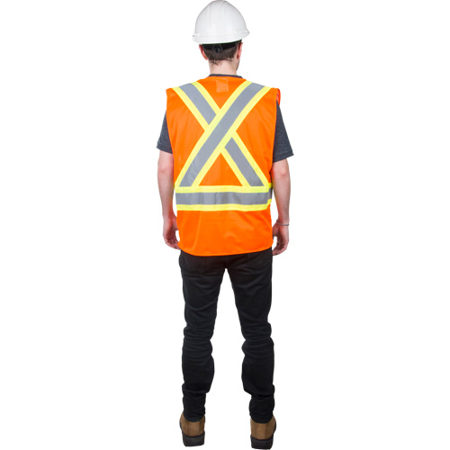 Veste de s&eacute;curit&eacute; pour la circulation, Orange haute visibilit&eacute;, Moyen, Polyester Distribution Élite MP