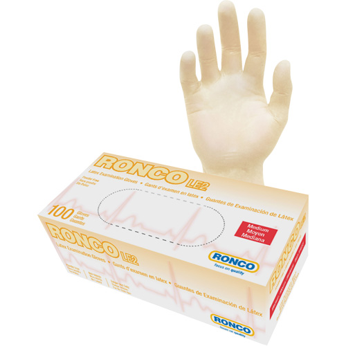 Gants jetables, Moyen, Latex, 4 mils, Sans poudre, Naturel, Classe 2 Distribution Élite MP