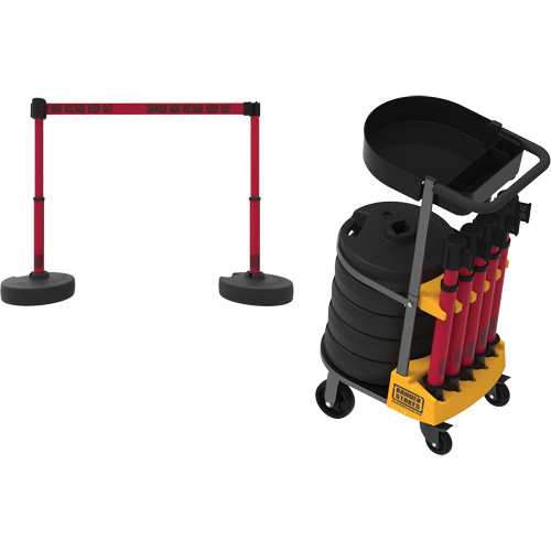 Chariot de transport avec plateau pour barri&egrave;re PLUS, 75' lo, M&eacute;tal, Jaune Distribution Élite MP
