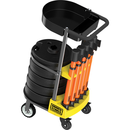 PLUS Barrier Post Cart Kit with Tray, 75' L, Metal, Orange Distribution Élite MP