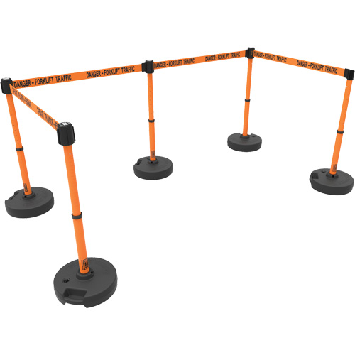 Ensemble de cinq montants pour barri&egrave;re PLUS, Plastique, 42" h, Ruban Orange, Longueur du ruban 15' Distribution Élite MP