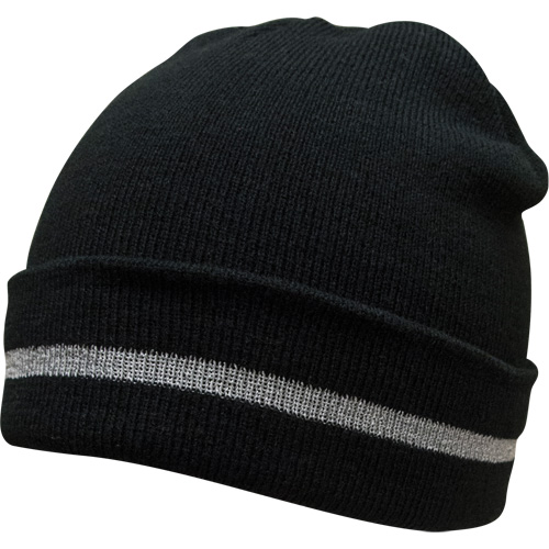 Bonnet en tricot avec bande r&eacute;fl&eacute;chissante argent&eacute;e, Taille unique, Noir Distribution Élite MP