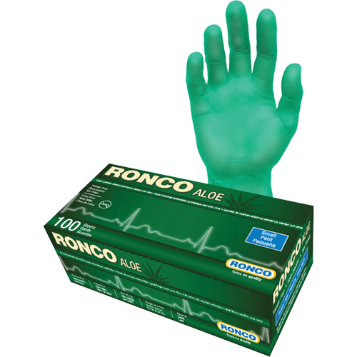 Gants jetables avec alo&egrave;s, Petit, Vinyle, 5 mils, Sans poudre, Vert Distribution Élite MP